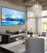 Load image into Gallery viewer, Deep Blue Abstract Painting Yellow Abstract Painting Original Abstract Art Painting Np040