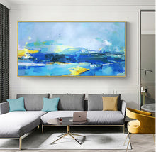 Load image into Gallery viewer, Deep Blue Abstract Painting Yellow Abstract Painting Original Abstract Art Painting Np040