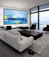 Load image into Gallery viewer, Deep Blue Abstract Painting Yellow Abstract Painting Original Abstract Art Painting Np040