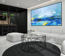 Load image into Gallery viewer, Deep Blue Abstract Painting Yellow Abstract Painting Original Abstract Art Painting Np040