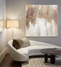 Load image into Gallery viewer, Large Gold White Abstract Painting Large Living Room Art Gp018