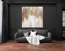 Load image into Gallery viewer, Large Gold White Abstract Painting Large Living Room Art Gp018