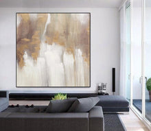 Load image into Gallery viewer, Large Gold White Abstract Painting Large Living Room Art Gp018