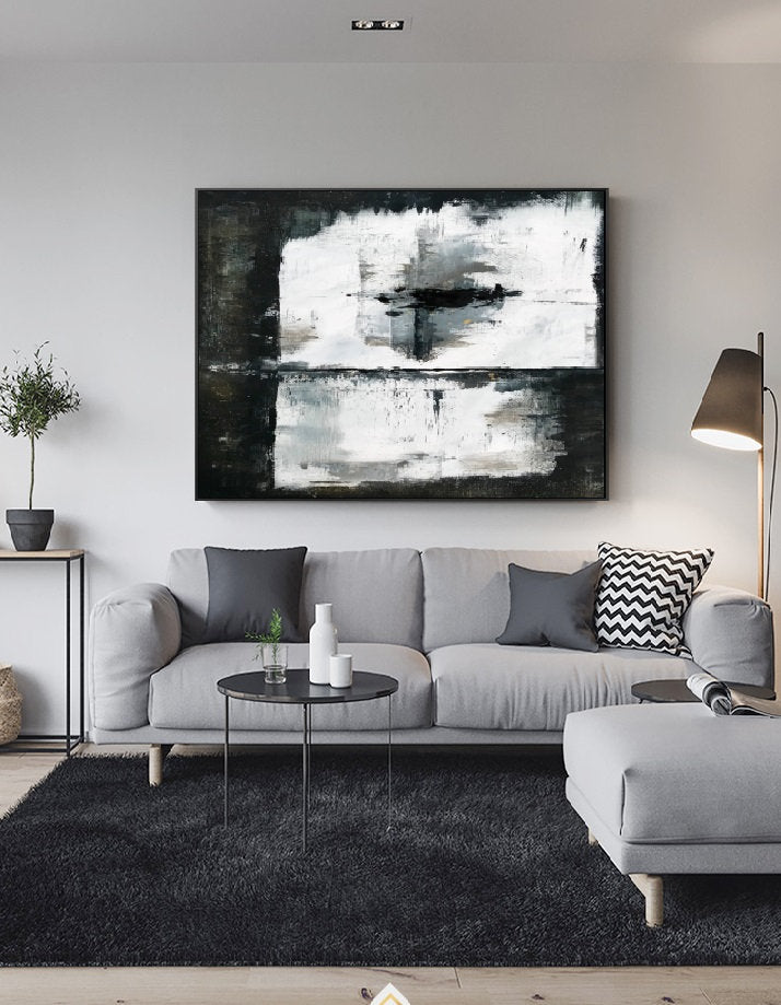 Black And White Abstract Wall Painting For Living Room Ap019 – Extra ...