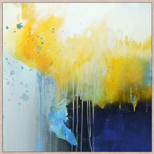 Load image into Gallery viewer, Large Yellow Deep Blue Abstract Canvas Painting Minimalist Art Bp096