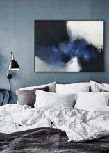 Load image into Gallery viewer, Deep Blue Abstract Painting Ocean Painting Black White Painting Ap008