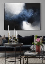Load image into Gallery viewer, Blue Abstract Art Black And White Painting Blue Grey Canvas Art Ap031