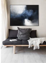 Load image into Gallery viewer, Blue Abstract Art Black And White Painting Blue Grey Canvas Art Ap031