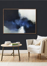 Load image into Gallery viewer, Deep Blue Abstract Painting Ocean Painting Black White Painting Ap008
