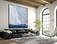 Load image into Gallery viewer, Deep Blue Grey Sky Abstract Painting Beautiful Canvas Wall Art Np046