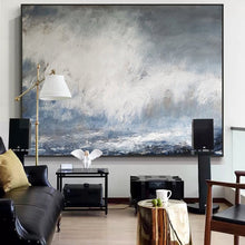Load image into Gallery viewer, Cloud Painting Abstract Ocean Painting Large Blue White Abstract Painting Ap026