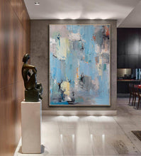 Load image into Gallery viewer, Original Blue Abstract Painting Large Canvas Art Np009