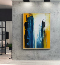 Load image into Gallery viewer, Blue White Yellow Abstract Painting Living Room Art Np039