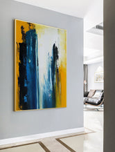 Load image into Gallery viewer, Blue White Yellow Abstract Painting Living Room Art Np039