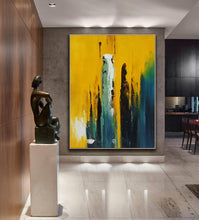 Load image into Gallery viewer, Original Yellow Blue Abstract Painting Hallway Wall Art Np049