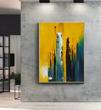 Load image into Gallery viewer, Original Yellow Blue Abstract Painting Hallway Wall Art Np049