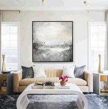 Load image into Gallery viewer, Ocean Painting Sea Landscape Painting Gray Abstract Painting Qp096