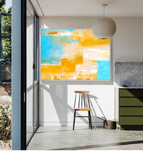 Load image into Gallery viewer, Light Blue Texture Palette Abstract Oil Painting On Canvas Np010