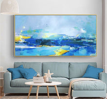 Load image into Gallery viewer, Deep Blue Abstract Painting Yellow Abstract Painting Original Abstract Art Painting Np040