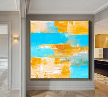 Load image into Gallery viewer, Blue Yellow Abstract Painting Abstract Canvas Wall Art Np008