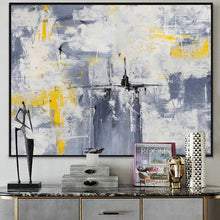 Load image into Gallery viewer, Grey White Yellow Abstract Painting Original Texture Art Ap033