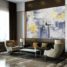 Load image into Gallery viewer, Grey White Yellow Abstract Painting Original Texture Art Ap033