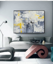 Load image into Gallery viewer, Grey White Yellow Abstract Painting Original Texture Art Ap033