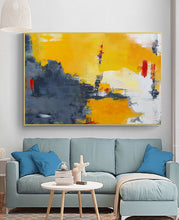 Load image into Gallery viewer, Yellow Gray Abstract Art White Abstract Painting,Large Wall Art Canvas Np035