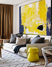 Load image into Gallery viewer, Yellow Abstract Wall Art White Abstract Painting Blue Abstract Art Np032