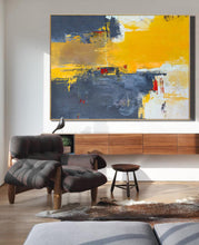 Load image into Gallery viewer, Yellow Abstract Painti g,Beige Blue Abstract On Canvas Painting NP038