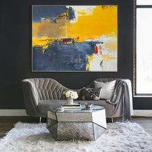 Load image into Gallery viewer, Yellow Abstract Painti g,Beige Blue Abstract On Canvas Painting NP038