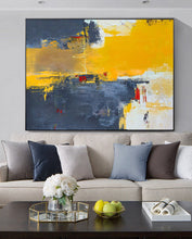 Load image into Gallery viewer, Yellow Abstract Painti g,Beige Blue Abstract On Canvas Painting NP038