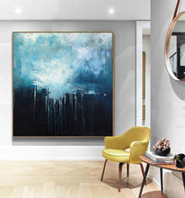 Load image into Gallery viewer, Large Blue Abstract Art Sky Landscape Oil Painting Dp131