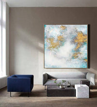 Load image into Gallery viewer, White Gold Abstract Art Oil Painting On Canvas Office Decor Dp097
