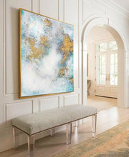 Load image into Gallery viewer, White Gold Abstract Art Oil Painting On Canvas Office Decor Dp097