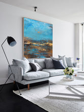 Load image into Gallery viewer, Brown Abstract Oil Painting Deep Blue Sky And Beach Abstract Art Dp102