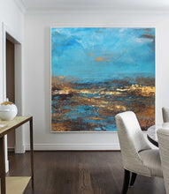 Load image into Gallery viewer, Brown Abstract Oil Painting Deep Blue Sky And Beach Abstract Art Dp102