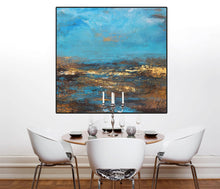Load image into Gallery viewer, Brown Abstract Oil Painting Deep Blue Sky And Beach Abstract Art Dp102
