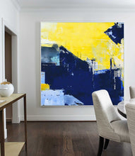 Load image into Gallery viewer, Blue Yellow Abstract Painting Large Canvas Art Work Np045