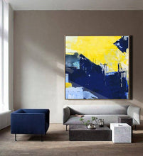 Load image into Gallery viewer, Blue Yellow Abstract Painting Large Canvas Art Work Np045