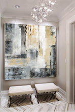 Load image into Gallery viewer, City Skyline Gold Art,Black White Painting,Large Original Abstract Art Qp092