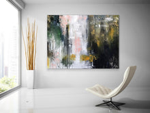 Load image into Gallery viewer, Black White Green Abstract Painting xl Abstract Painting Qp069