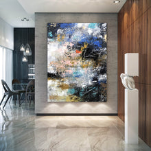 Load image into Gallery viewer, Blue White Pink Abstract Painting on Canvas Contemporary Paintings Fp101