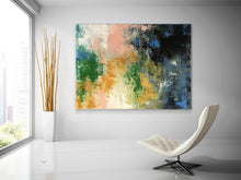 Load image into Gallery viewer, Green Black Pink Abstract Painting Palette Knife Canvas Art Fp072