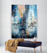 Load image into Gallery viewer, Blue White Abstract Painting on Canvas Huge Canvas Painting Custom Fp029
