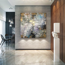 Load image into Gallery viewer, Gray Gold Purple Abstract Painting Livingroom Decor Fp083