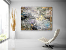 Load image into Gallery viewer, Gray Gold Purple Abstract Painting Livingroom Decor Fp083