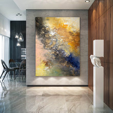 Load image into Gallery viewer, Brown Gold Yellow Abstract Painting on Canvas Large Size Art Fp095