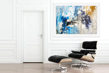 Load image into Gallery viewer, Blue And White Yellow Abstract Painting on Canvas Custom Art Qp017