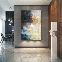 Load image into Gallery viewer, Black White Yellow Abstract Painting Xl Abstract Art Fp066